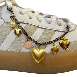 Shoe Charm Chain Shoe Bling Gold Heart Locket Pearl Pink Enamel Mini Locket